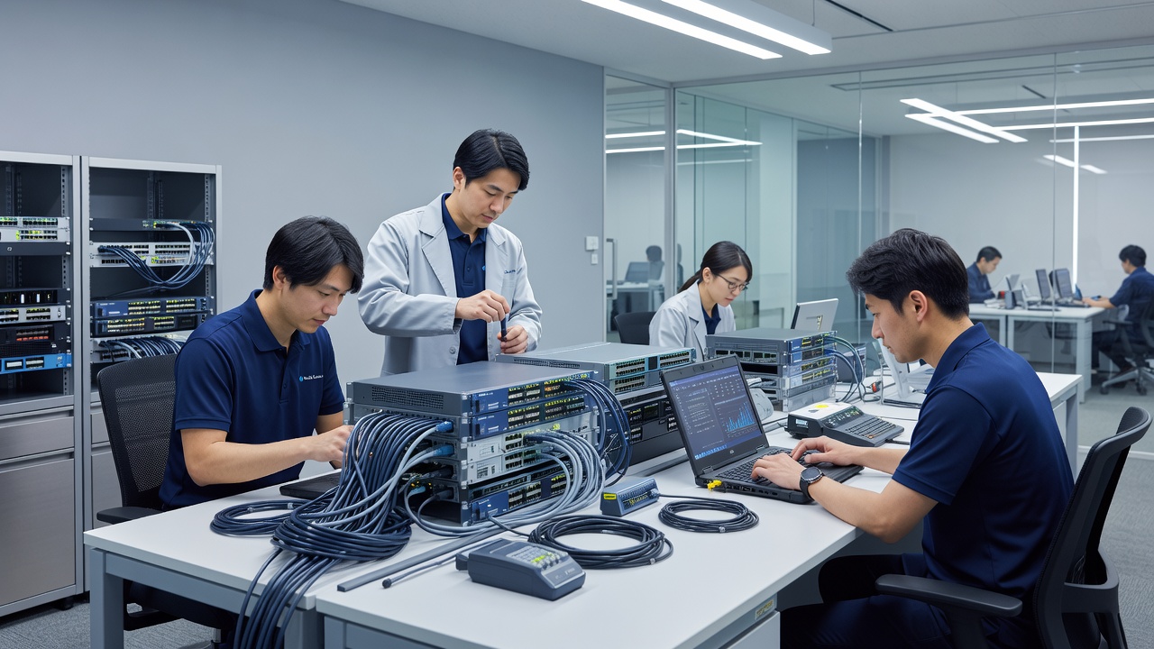 ネットワークエンジニアが作業している様子